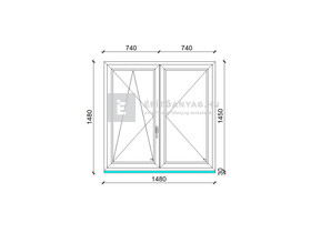 Königablak Veka 70 AD 3r üv NY-BNY 150x150 cm bal fehér kétszárnyú váltószárnyas ablak