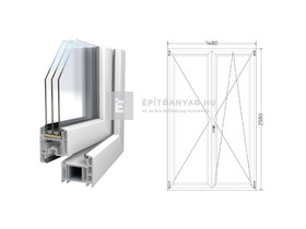 Königablak Veka 70 AD 3r üv NY-BNY 150x240 cm jobb fehér kétszárnyú váltószárnyas erkélyajtó Königablak Veka 70 AD 3r üv NY-BNY 150x240 cm jobb fehér kétszárnyú váltószárnyas erkélyajtó