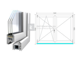Königablak Veka 70 AD 3r üv NY-BNY 160x130 cm bal fehér kétszárnyú váltószárnyas ablak