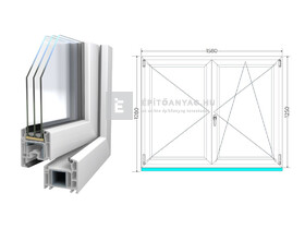 Königablak Veka 70 AD 3r üv NY-BNY 160x130 cm jobb fehér kétszárnyú váltószárnyas ablak