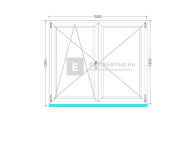 Königablak Veka 70 AD 3r üv NY-BNY 160x140 cm bal fehér kétszárnyú váltószárnyas ablak