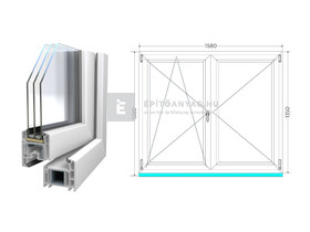 Königablak Veka 70 AD 3r üv NY-BNY 160x140 cm bal fehér kétszárnyú váltószárnyas ablak