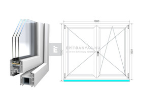 Königablak Veka 70 AD 3r üv NY-BNY 160x140 cm jobb fehér kétszárnyú váltószárnyas ablak