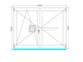 Königablak Veka 70 AD 3r üv NY-BNY 170x135 cm bal fehér kétszárnyú váltószárnyas ablak