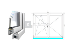 Königablak Veka 70 AD 3r üv NY-BNY 170x145 cm bal fehér kétszárnyú váltószárnyas ablak