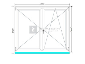 Königablak Veka 70 AD 3r üv NY-BNY 170x145 cm jobb fehér kétszárnyú váltószárnyas ablak Königablak Veka 70 AD 3r üv NY-BNY 170x145 cm jobb fehér kétszárnyú váltószárnyas ablak