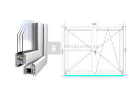 Königablak Veka 70 AD 3r üv NY-BNY 170x145 cm jobb fehér kétszárnyú váltószárnyas ablak Königablak Veka 70 AD 3r üv NY-BNY 170x145 cm jobb fehér kétszárnyú váltószárnyas ablak