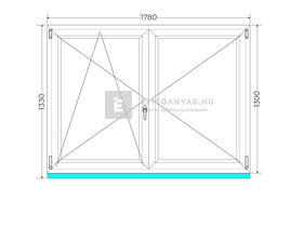 Königablak Veka 70 AD 3r üv NY-BNY 180x135 cm bal fehér kétszárnyú váltószárnyas ablak