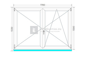 Königablak Veka 70 AD 3r üv NY-BNY 180x135 cm jobb fehér kétszárnyú váltószárnyas ablak Königablak Veka 70 AD 3r üv NY-BNY 180x135 cm jobb fehér kétszárnyú váltószárnyas ablak