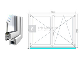 Königablak Veka 70 AD 3r üv NY-BNY 180x135 cm jobb fehér kétszárnyú váltószárnyas ablak Königablak Veka 70 AD 3r üv NY-BNY 180x135 cm jobb fehér kétszárnyú váltószárnyas ablak