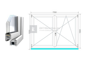 Königablak Veka 70 AD 3r üv NY-BNY 180x135 cm jobb fehér kétszárnyú váltószárnyas ablak