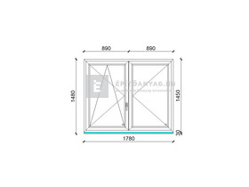 Königablak Veka 70 AD 3r üv NY-BNY 180x150 cm bal fehér kétszárnyú váltószárnyas ablak