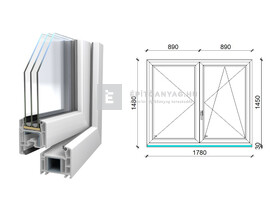 Königablak Veka 70 AD 3r üv NY-BNY 180x150 cm jobb fehér kétszárnyú váltószárnyas ablak