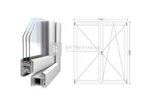 Königablak Veka 70 AD 3r üv NY-BNY 180x210 cm jobb fehér kétszárnyú váltószárnyas erkélyajtó Königablak Veka 70 AD 3r üv NY-BNY 180x210 cm jobb fehér kétszárnyú váltószárnyas erkélyajtó