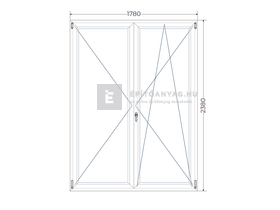 Königablak Veka 70 AD 3r üv NY-BNY 180x240 cm jobb fehér kétszárnyú váltószárnyas erkélyajtó Königablak Veka 70 AD 3r üv NY-BNY 180x240 cm jobb fehér kétszárnyú váltószárnyas erkélyajtó