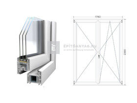 Königablak Veka 70 AD 3r üv NY-BNY 180x240 cm jobb fehér kétszárnyú váltószárnyas erkélyajtó Königablak Veka 70 AD 3r üv NY-BNY 180x240 cm jobb fehér kétszárnyú váltószárnyas erkélyajtó
