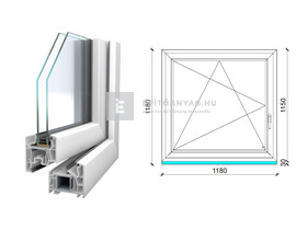 Königablak Veka 76 MD 2r üv BNY 120x120 cm bal fehér ablak