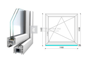 Königablak Veka 76 MD 2r üv BNY 120x120 cm jobb fehér ablak