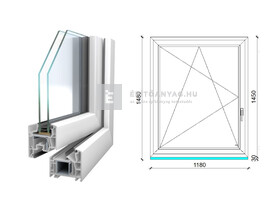 Königablak Veka 76 MD 2r üv BNY 120x150 cm bal fehér ablak