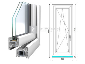 Königablak Veka 76 MD 2r üv BNY 60x150 cm bal fehér ablak Königablak Veka 76 MD 2r üv BNY 60x150 cm bal fehér ablak