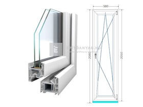 Königablak Veka 76 MD 2r üv BNY 60x210 cm jobb fehér ablak