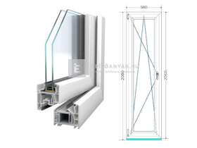 Königablak Veka 76 MD 2r üv BNY 60x210 cm bal fehér ablak