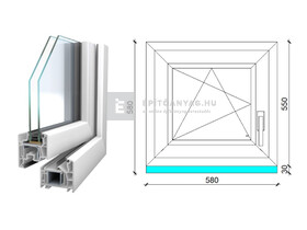 Königablak Veka 76 MD 2r üv BNY 60x60 cm bal fehér ablak Königablak Veka 76 MD 2r üv BNY 60x60 cm bal fehér ablak