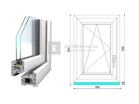 Königablak Veka 76 MD 2r üv BNY 60x90 cm bal fehér ablak