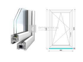 Königablak Veka 76 MD 2r üv BNY 90x150 cm bal fehér ablak