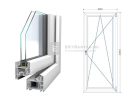 Königablak Veka 76 MD 2r üv BNY 90x210 cm jobb fehér erkélyajtó