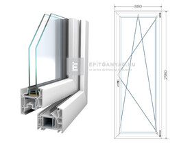 Königablak Veka 76 MD 2r üv BNY 90x240 cm jobb fehér erkélyajtó