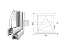 Königablak Veka 76 MD 2r üv BNY 90x90 cm bal fehér ablak Königablak Veka 76 MD 2r üv BNY 90x90 cm bal fehér ablak