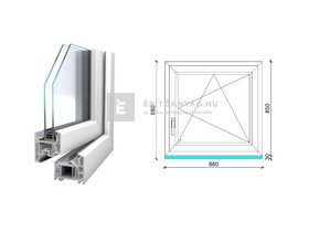 Königablak Veka 76 MD 2r üv BNY 90x90 cm jobb fehér ablak Königablak Veka 76 MD 2r üv BNY 90x90 cm jobb fehér ablak
