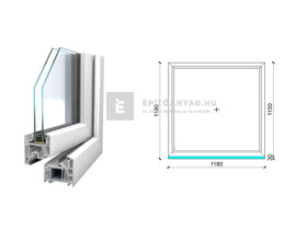 Königablak Veka 76 MD 2r üv FIX 120x120 cm fehér ablak