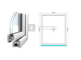 Königablak Veka 76 MD 2r üv FIX 120x150 cm fehér ablak