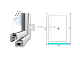 Königablak Veka 76 MD 2r üv FIX 60x90 cm fehér ablak