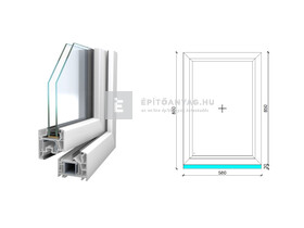 Königablak Veka 76 MD 2r üv FIX 60x90 cm fehér ablak Königablak Veka 76 MD 2r üv FIX 60x90 cm fehér ablak