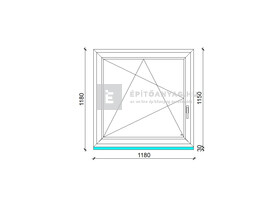 Königablak Veka 76 MD 3r üv BNY 120x120 cm bal fehér ablak