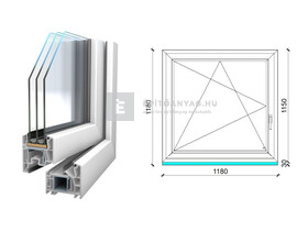 Königablak Veka 76 MD 3r üv BNY 120x120 cm bal fehér ablak