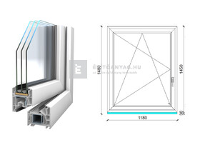 Königablak Veka 76 MD 3r üv BNY 120x150 cm bal fehér ablak