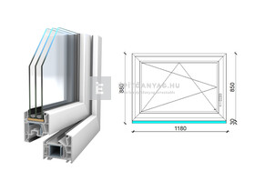 Königablak Veka 76 MD 3r üv BNY 120x90 cm bal fehér ablak Königablak Veka 76 MD 3r üv BNY 120x90 cm bal fehér ablak