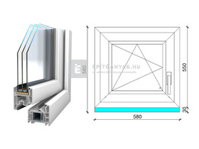 Königablak Veka 76 MD 3r üv BNY 60x60 cm bal fehér ablak Königablak Veka 76 MD 3r üv BNY 60x60 cm bal fehér ablak