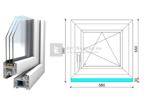 Königablak Veka 76 MD 3r üv BNY 60x60 cm jobb fehér ablak Königablak Veka 76 MD 3r üv BNY 60x60 cm jobb fehér ablak