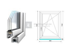 Königablak Veka 76 MD 3r üv BNY 90x120 cm jobb fehér ablak