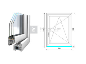 Königablak Veka 76 MD 3r üv BNY 90x120 cm jobb fehér ablak Königablak Veka 76 MD 3r üv BNY 90x120 cm jobb fehér ablak