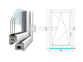 Königablak Veka 76 MD 3r üv BNY 90x150 cm bal fehér ablak