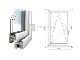 Königablak Veka 76 MD 3r üv BNY 90x150 cm bal fehér ablak Königablak Veka 76 MD 3r üv BNY 90x150 cm bal fehér ablak
