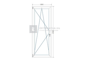 Königablak Veka 76 MD 3r üv BNY 90x240 cm bal fehér erkélyajtó