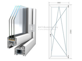Königablak Veka 76 MD 3r üv BNY 90x240 cm jobb fehér erkélyajtó Königablak Veka 76 MD 3r üv BNY 90x240 cm jobb fehér erkélyajtó