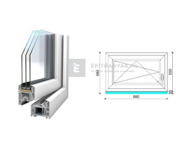 Königablak Veka 76 MD 3r üv BNY 90x60 cm bal fehér ablak